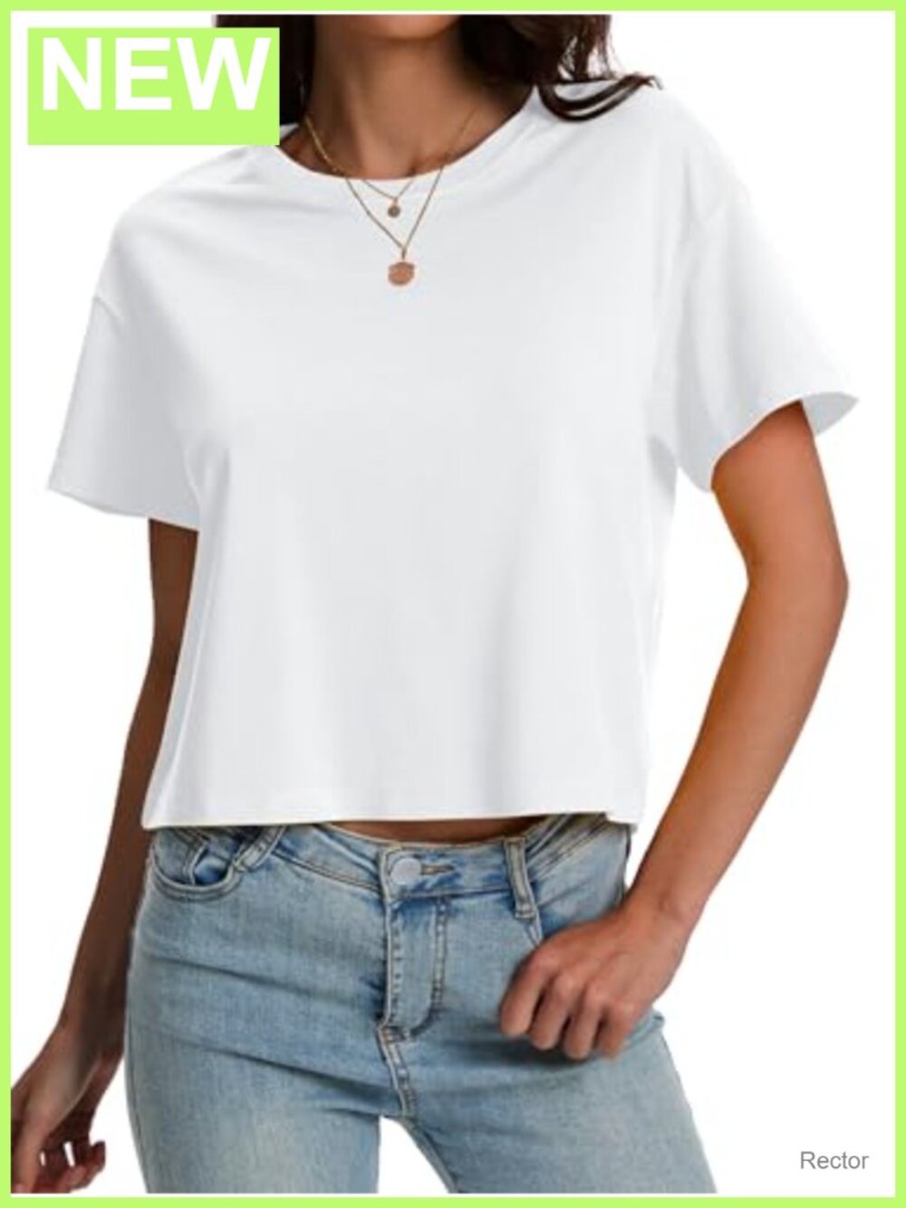 Cotton Loose Fit Crop Top Short Sleeve UPF 50+ Basic Athleisure Tee